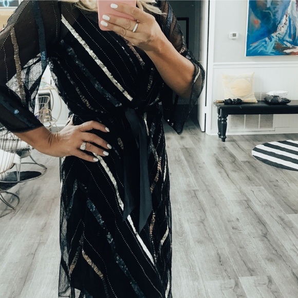BCBMAXAZRIA Sheer Sequin Wrap Dress / Size Medium - Picture 11 of 11